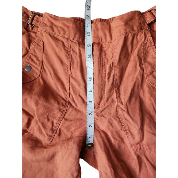 Athleta Voyager Linen Cropped Pants Womens 6 Boho Sunbaked Clay Orange Vacation - Picture 7 of 8